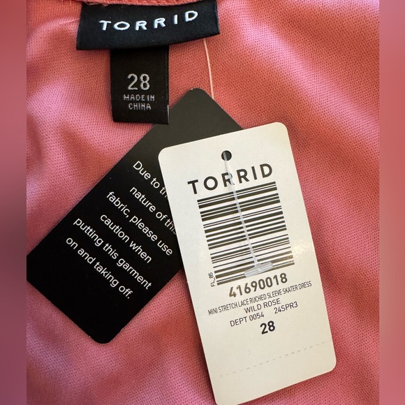 Torrid 28 5X Pink Lace‎ V Neck Cocktail Party Mini Cute Goth Romantic Dress NWT - Picture 5 of 10